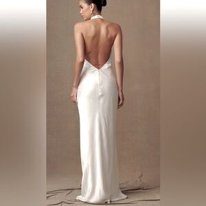 Iridescent Satin Cowl Maxi Dress - Ivory